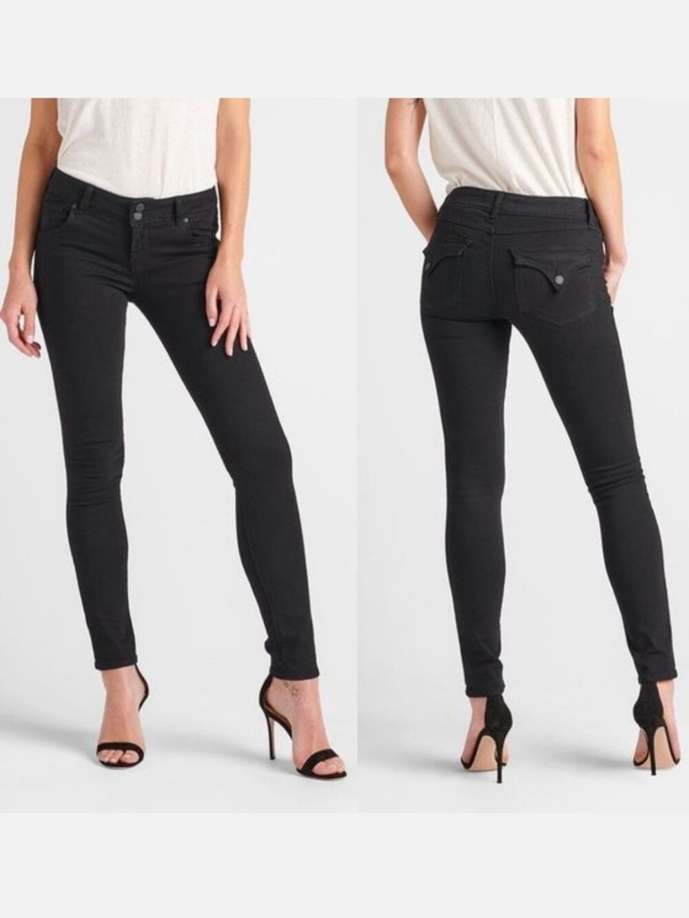 Hudson "Collin Skinny" Midrise Jean Black Raw Hem | Women's Size 26